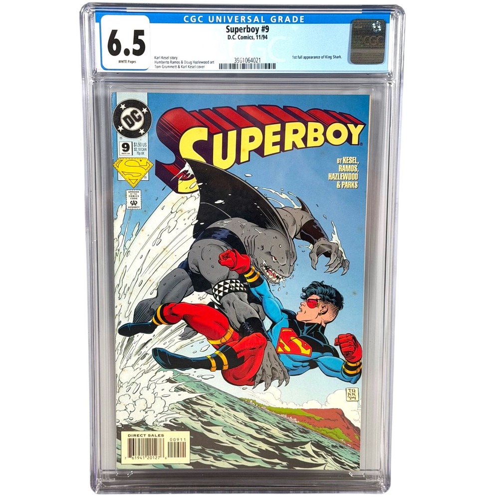 DC Comics Superboy 9 1st Full King Shark CGC 6.5 White Pages 1994 USA